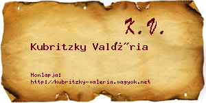 Kubritzky Valéria névjegykártya